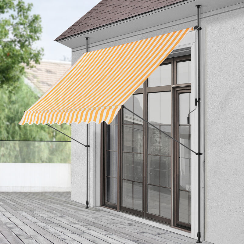 Toldo Articulado Con 250 x 120 200300 cm enrollable terraza protector de sol parasol amarillo y blanc