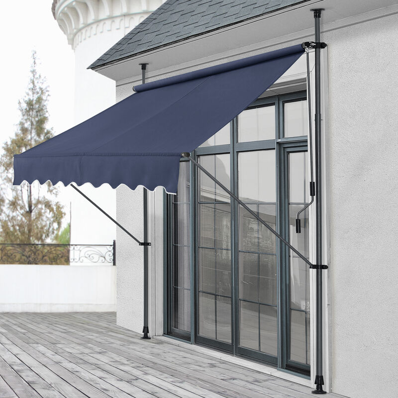 Toldo articulado barras telescópicas 150 x 120 x 200-300 cm Azul oscuro [pro.tec]®