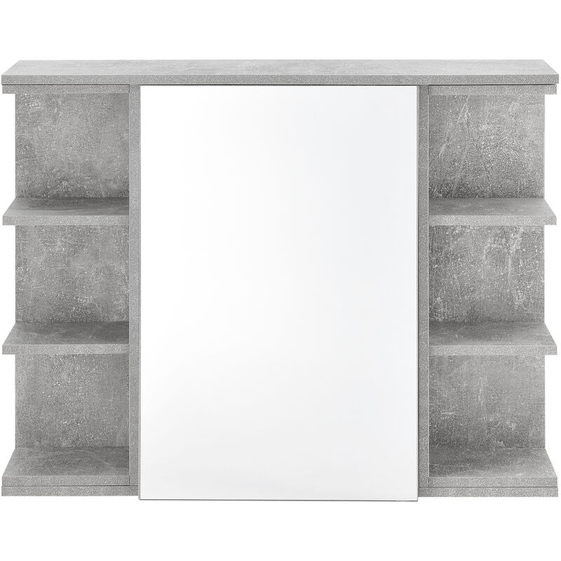 [en.casa] Mueble de Pared para Baño 64 x 80 x 20 cm Armario Colgante de  Almacenamiento con Espejo Auxiliar de Baño Efecto hormigón