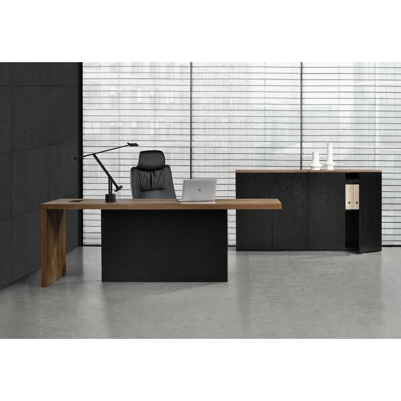 Escritorio Neu.haus Mdf negroroble 220 x 80 77 cm mesa de 2