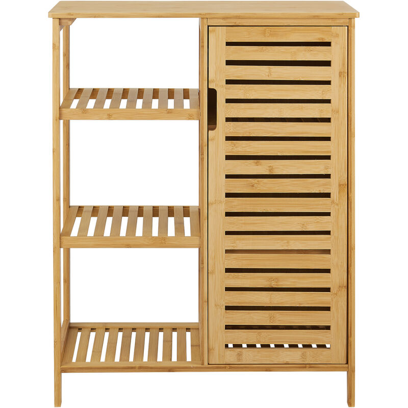 Mueble de baño Vetlanda con puerta y 3 estantes bambú 87 x 66 x 33 cm