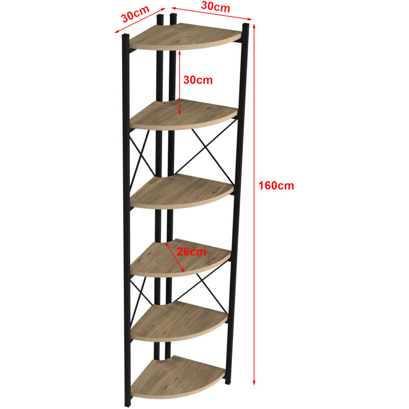 Estantería para plantas Ulfborg con 6 estantes metal/aglomerado 160x30x30  cm - Efecto madera Negro [en.casa]