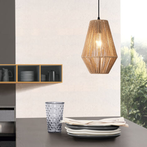 Lámpara colgante Newtownabbey metal + cuerda 160 x Ø 20 cm - Beige [lux.pro] (1/5)