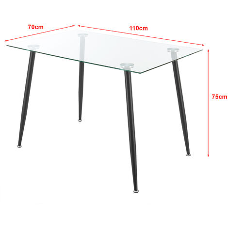 en.casa] Glass table Hyrynsalmi 75x110x70 cm chrome and