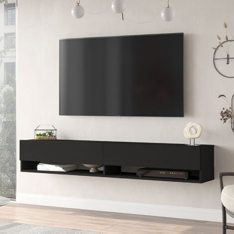 Mueble TV suspendido Laitila Aglomerado 180x32x30 cm - Negro [en.casa]