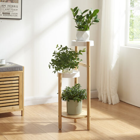 Soporte para plantas Sastamala de 3 niveles bambú y plástico 78 x 32 x