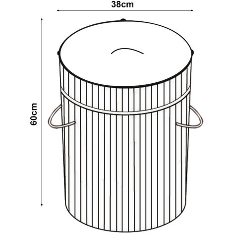 Cesto para la ropa Salla con bolsa extraíble bambú y poliéster 60 x 40 x 30  cm (72 L) - Natural [en.casa]