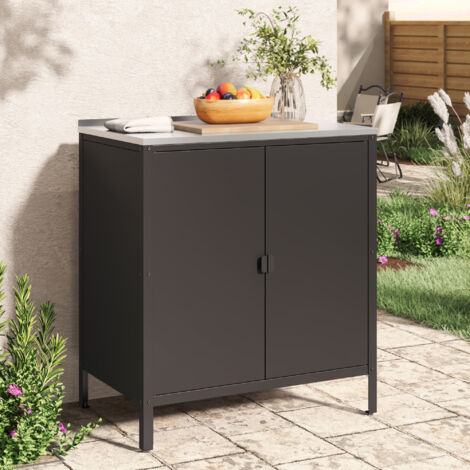 Mueble de jardín de acero lacado 92 x 80 x 50 cm negro mate 030006354