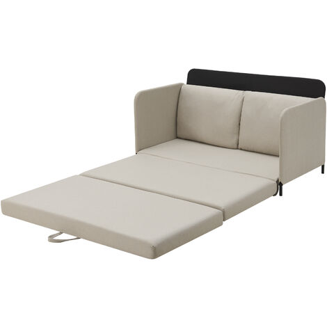 Sofá cama Soini plegable diseño 2 en 1 espuma textil metal 78 x 125 x 67 cm - Beige [en.casa]