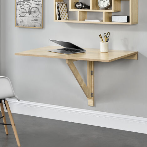 Mesa plegable montada en la pared, madera natural, escritorios plegables  para trabajo en casa, mesa de comedor de cocina, escritorio flotante para