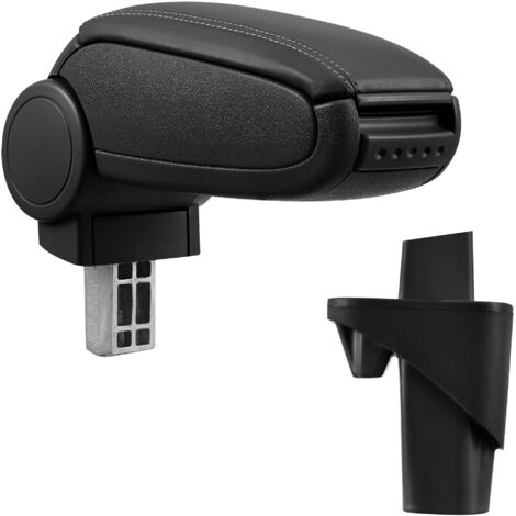 [pro.tec] Reposabrazos central para Opel Agila A (años de fabricación 2000-2007), Suzuki Wagon R+ (años de fabricación 2000-2006) - apoyabrazos con compartimento - tapizado - polipiel - negro con cost (1/5)
