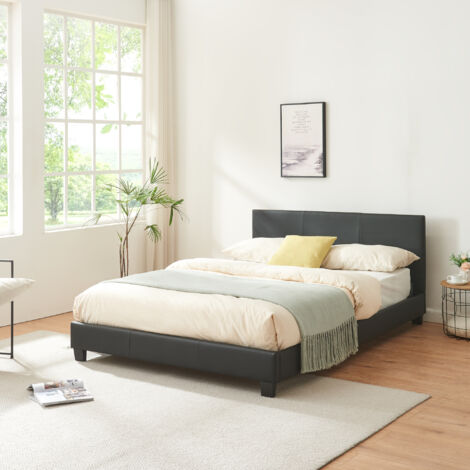 Corium Cama de matrimonio Albacete tapizado en piel sintética con somier 140 x 200 cm - Negro (1/5)