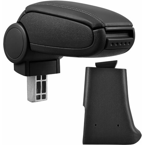 [pro.tec] Reposabrazos central para Golf 3, Vento - apoyabrazos con compartimento - tapizado - polipiel - negro con costuras de color negro