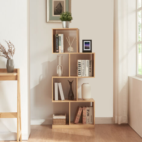 Librería Gullspång en forma de S bambú 130x55x30cm - Natural [en.casa] (1/5)