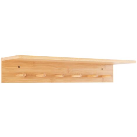 Perchero De Pared De Bambú Natural - Con Gancho Para Llaves, Ideal Para Entrada O Baño