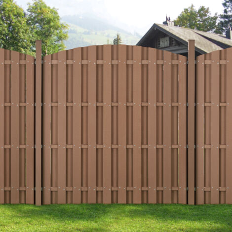 Set de 4x Valla de jardín WPC - forma semicircular - 185 x 747 cm - Marrón  [neu.holz] (1/5)