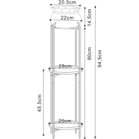 Estantería Para Plantas De 3 Niveles Con 2 Maceteros Extraíbles - Soporte Metálico Negro De 66x60x20 Cm, Estilo Moderno Para Hogar Y Oficina