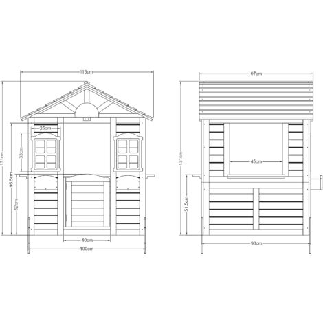 Casita de juegos infantil de jardín en madera de abeto con macetero y ventana lateral - 113 x 100 x 132 cm - Natural y negro | Leroy Merlin