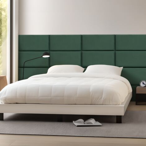 Set de 3 paneles de pared acolchados Carpino terciopelo 60x30cm - Verde oscuro [neu.haus] (1/5)