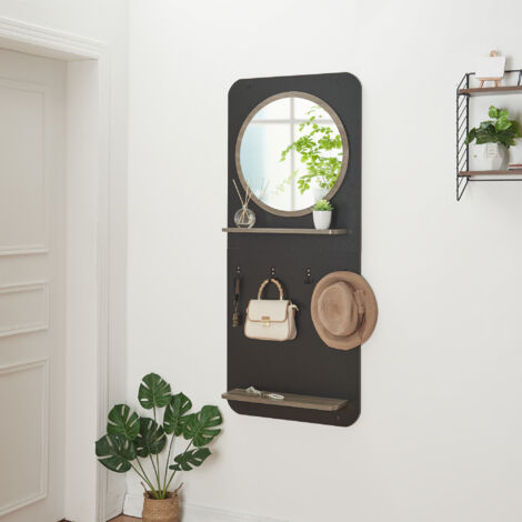 Perchero panel Helsinge 140x60x16 cm - Negro mate [en.casa]