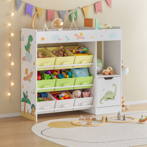 Estantería infantil Søndreland 80x90x30 cm - Motivo de dinosaurio [en.casa]