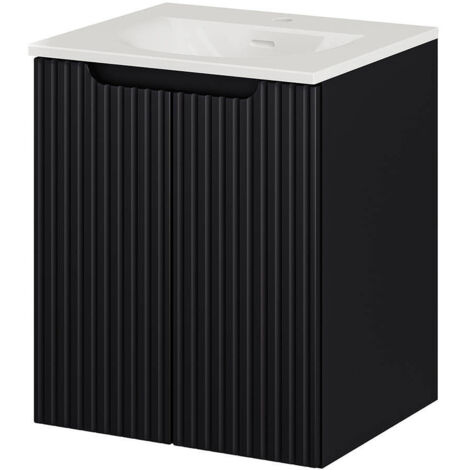 Mueble de baño Newport con lavabo y 2 puertas 50x57x39cm - Negro [en.casa] (1/5)