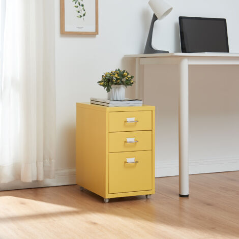 Caisson de bureau à roulettes Kökar acier 48 x 28 x 41 cm bleu [en.casa