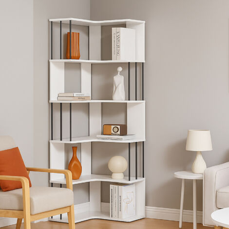 en.casa] Boekenkast Vaksdal schap 144x65x20 cm eiken en wit | premiumXL
