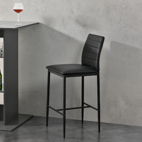 Juego de 2x taburetes de bar Lidköping 96 x 43 x 47cm  Acolchado Patas de Acero Sinterizado Negro [en.casa]