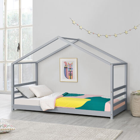 Cama para niños pequeños, tamaño individual, cama de tienda de campaña para  niños, marco de cama de casa para niños, cama de piso de madera maciza