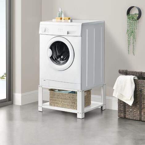 Pedestal doble para lavadora y secadora Bothel estante extraíble 124 x 54 x  37 cm blanco [