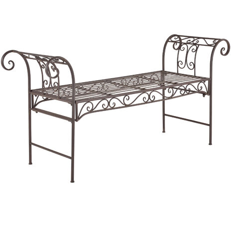 Banco de Jardín Cossila - 70 x 147 x 46 cm -  Metal - Hasta 200 kg - Marrón [en.casa]® (1/4)