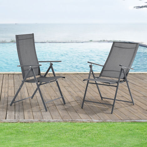Set de 2 sillas plegables de jardín Kalamata 105x57x68 cm - Gris oscuro [en.casa] (1/5)