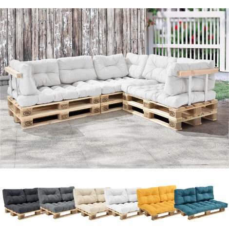 [en.casa] 1x cojín de respaldo para sofá- palé / para europalé [blanco] cojín In/Outdoor - cojín acolchado - válido para exteriores