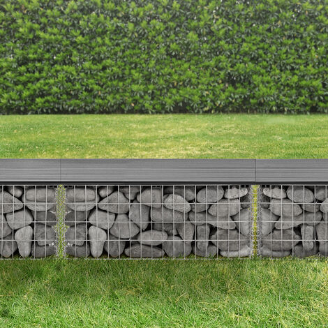 Banco de jardín gavión Friesland WPC 100 x 30 x 45 cm gris [pro.tec]