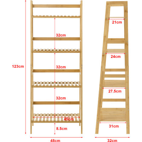 en.casa] Estantería escalera - 90x43x32cm - blanca - con 4 compartimientos  de almacenamiento