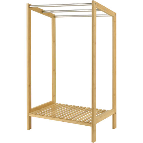 Toallero de Bambú Kautokeino con 3 barras 1 estante bambú / acero 51 x 31 x  85 cm natural [en.casa]