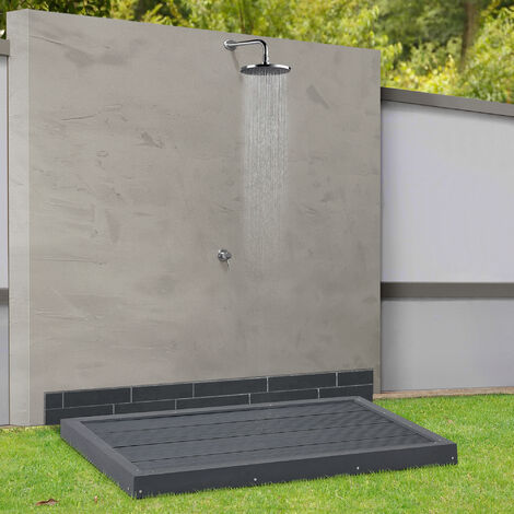 Plato de ducha de jardín Nürtingen Antideslizante WPC 101 x 63 x 6 cm gris  oscuro [