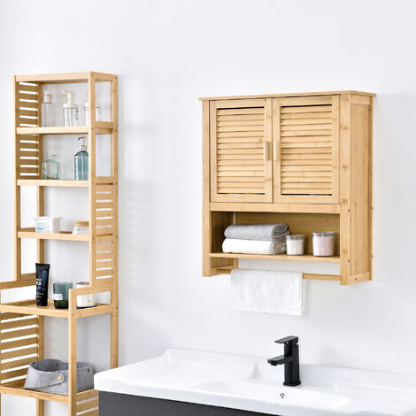 Mueble de pared para baño Tyresö bambú 66 x 62 x 20 cm natural [en.casa]