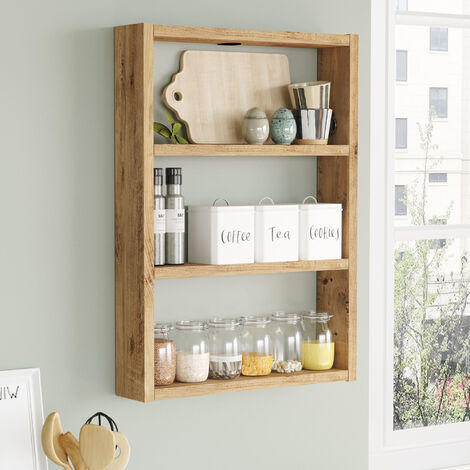Estantería de pared para cocina Lappajärvi Aglomerado 60x43x9 cm roble rústico [en.casa]