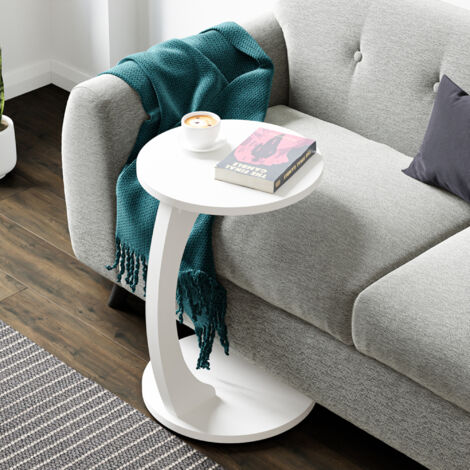 Mesa auxiliar Holeby con 4 ruedas 56xØ38 cm - Blanco [en.casa]
