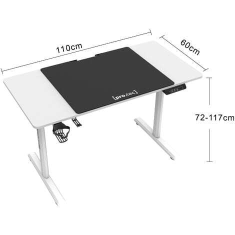 Escritorio regulable en altura Arogno con indicador de altura aglomerado y  metal 120 x 60 cm - Negro [pro.tec]