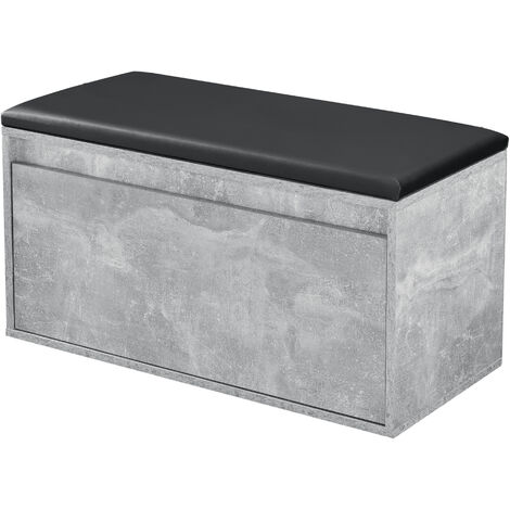 Banco zapatero Degerfors con cajón 80x39x45 cm - Efecto hormigón/Negro [en.casa]