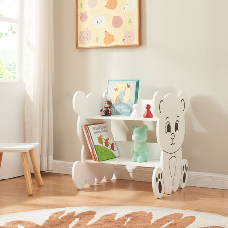 Librería Infantil Tårnby con forma de Oso 60 x 56 x 56 cm MDF blanco [en.casa]