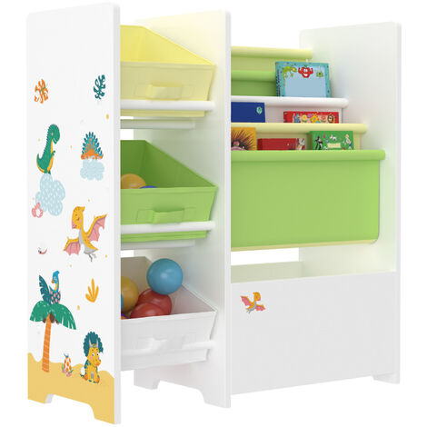 Estantería infantil Homcom crema azul 76x36x92 cm HDPE y PP