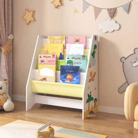 Estantería para niños Fisterra 4 niveles dinosaurio aglomerado/poliéster 74 x 62 x 29 cm multicolor [en.casa]