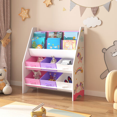Estantería para niños Ponteceso motivo unicornio aglomerado/tela 74 x 62 x 27 cm multicolor [en.casa]
