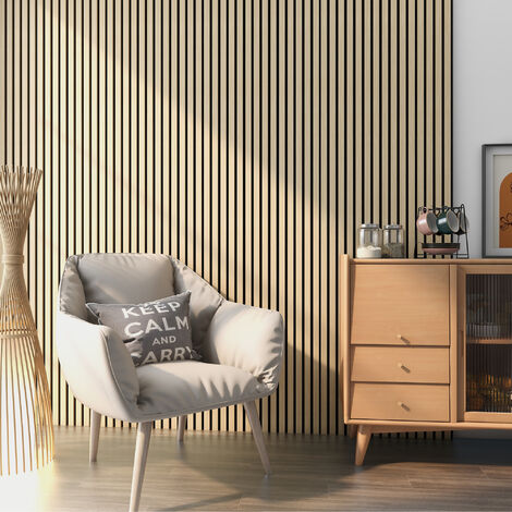 Set de 4x paneles de pared Vang acústico MDF 120x60x2cm (2,88 m²) - Roble [NEU.HOLZ]