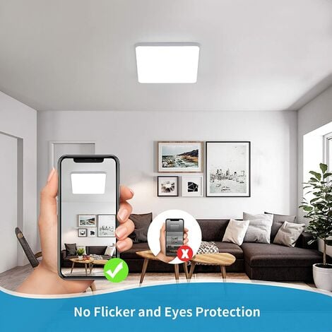 GOECO Plafón LED Blanco Frío 6000K Cuadrado 23x23cm Lámpara de techo para baño IP54 Impermeable Para baño, dormitorio, salón, cocina