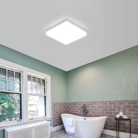 GOECO Plafón LED Blanco Frío 6000K Cuadrado 23x23cm Lámpara de techo para baño IP54 Impermeable Para baño, dormitorio, salón, cocina